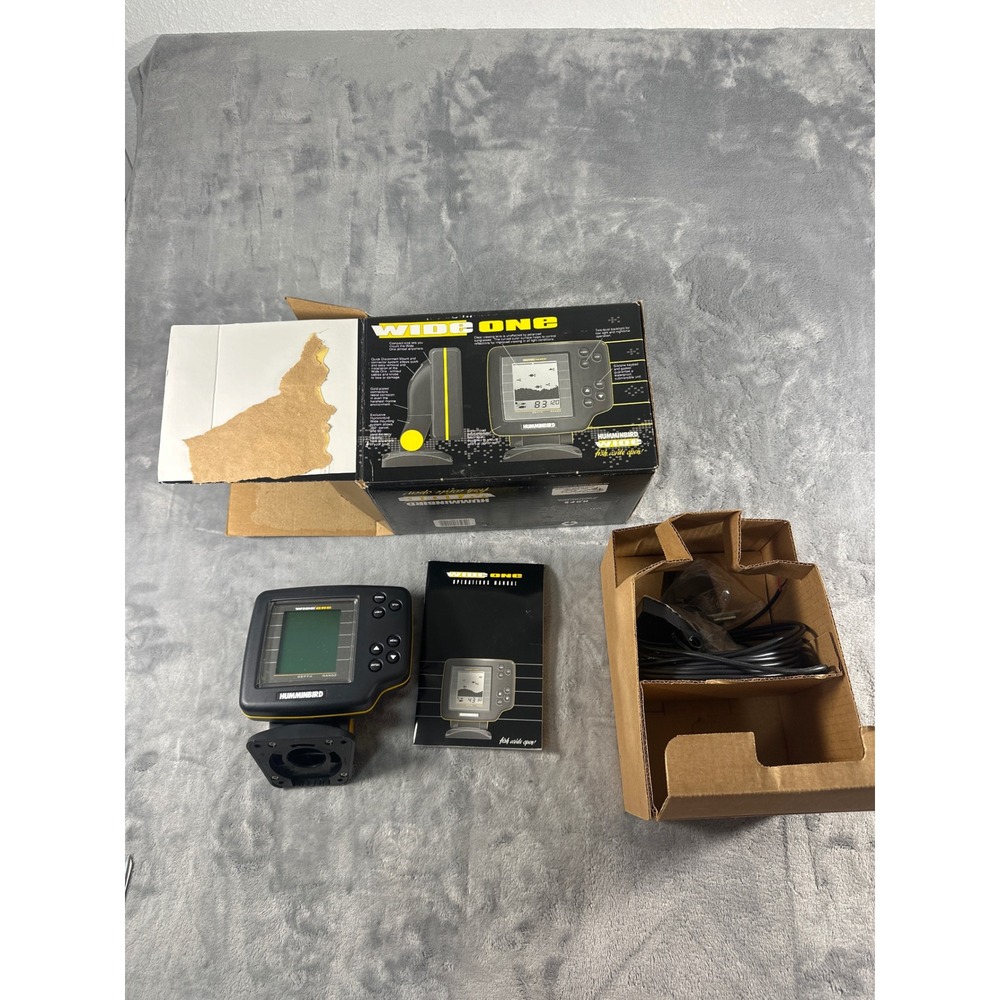 Humminbird Wide One Fish Finder Depth Sounder Marine Sonar with Transducer Box
